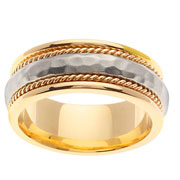 Hammer and Rope 14K White and Yellow Gold Wedding Band