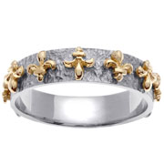 Fleur de Lis 14K Two Tone Wedding Band