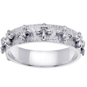 14K White Gold Fleur de Lis Wedding Ring