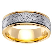 Celtic Pattern 14K Two Tone Wedding Band