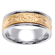 14K Two Tone Celtic Pattern Wedding Ring