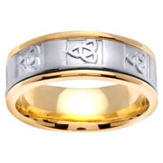 Two Tone 14K Celtic Pattern Wedding Band