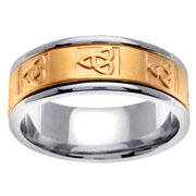 Two Tone 14K Celtic Pattern Wedding Band