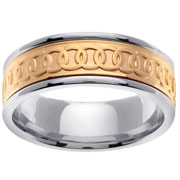 14K Two Tone Circle Pattern Wedding Band