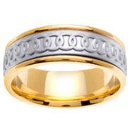 14K Two Tone Circle Pattern Wedding Band