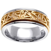 14k Two Tone Celtic Wedding Ring