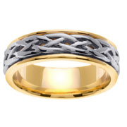 14K Weave Pattern Two Tone Wedding Band