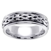 14K White Gold Celtic Wedding Band