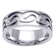 Carved Design 14K White Gold Wedding Band