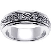 14K White Gold Celtic Pattern Wedding Band