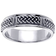 14K White Gold Celtic Weave Wedding Band