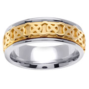 14K Two Tone Celtic Wedding Band