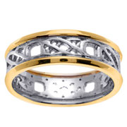 Weave Cut Out 14K Two Tone Wedding Band