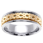 14K Two Tone Pattern Wedding Band