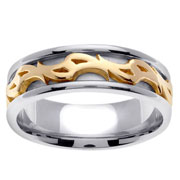 14K Two Tone Designer Pattern Band