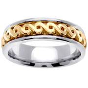 14K Celtic Weave Pattern Two Tone Wedding Band