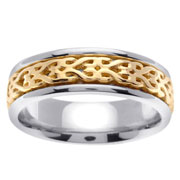 Celtic Weave 14K Two Tone Wedding Band