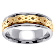 14K Two Tone Celtic Weave Wedding Ring