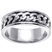 Link 14K White Gold Wedding Band