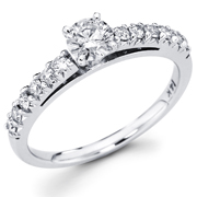 Round Center Diamond 14k White Gold Engagement Ring (3/4 ctw)