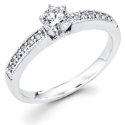 Round Diamond Center 14k Gold Milgrain Engagement Ring 3/8 ctw