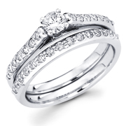 3/4ctw Diamond 14k White Gold Engagement Ring Set