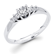 1/2Ct Round Diamonds 14k White Gold Engagement Ring