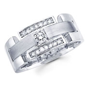 14K White Gold Men's Diamond Wedding Band