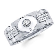 Bezel Set Round Diamond Men's 14K Wedding Band