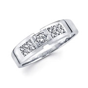 14K White Gold Round Diamond Men's Wedding Band