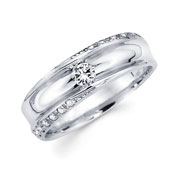 Designer 14K White Gold Round Diamond Wedding Band