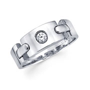 Diamond 14K White Gold Link Design Wedding Band