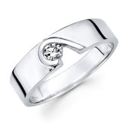 14K White Gold Modern Designer Diamond Solitaire Wedding Ring