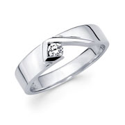 14K White Gold Modern Designer Diamond Solitaire Wedding Ring