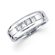 4 Princess Diamond 14K White Gold Wedding Ring