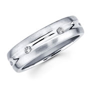Men's 14K White Gold Round Diamond Wedding Band