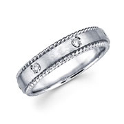 Round Diamond Milgrain Edge 14K Wedding Band