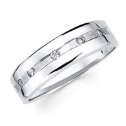 Round Diamond 14K White Gold Mens Wedding Band