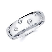14K White Gold Stagger Bezel Set Diamond Eternity Band