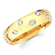 14K Yellow Gold Stagger Bezel Set Diamond Eternity Band