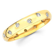 Stagger Bezel Set 14K Yellow Gold Diamond Wedding Band