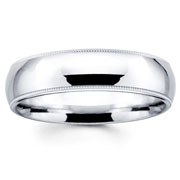 14K White Gold 6mm Milgrain Wedding Ring