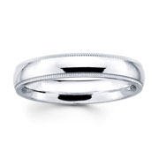 14K White Gold 4mm Milgrain Wedding Ring