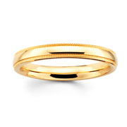 14K Yellow Gold 3mm Milgrain Wedding Ring