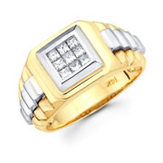 14K 2Tone Invisible Princess Rolex Men's Ring (0.44Ct)