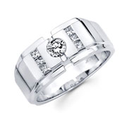 14KW Round and Princess in Channel Set Men's Ring (0.64Ct)
