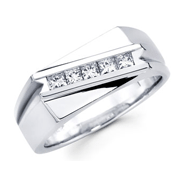 14KW Invisible Princess Channel Men's Ring (0.47Ct)