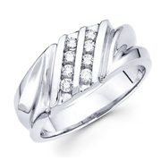 14KW Round Diamond Channel Men's Ring (0.33Ct)