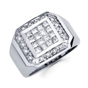 14KW Invisible Princess with Round Diamond Men's Ring (1.45Ct)