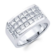 14KW Invisible Princess Channel Men's Ring (4.20Ct)